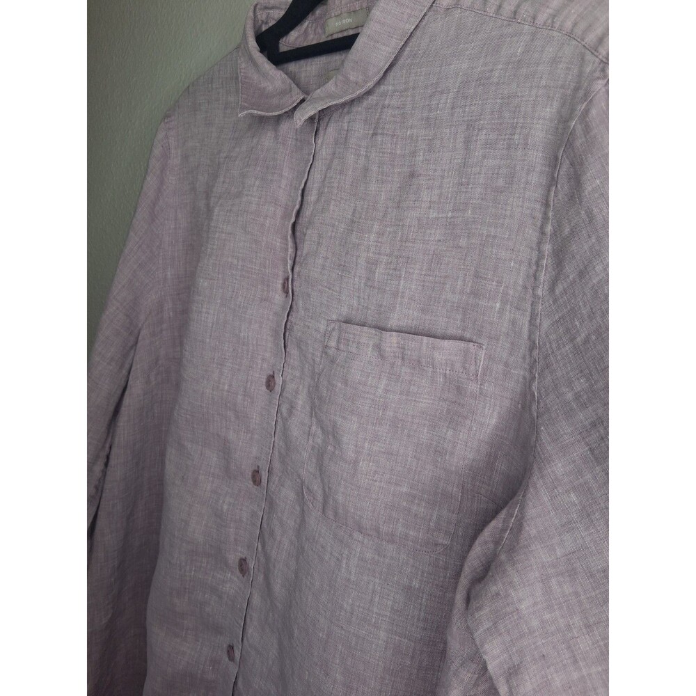 Chico’s Size 3 No-Iron Linen Shirttail High-Low Tunic Top Blouse Purple US 16/18 - Picture 8 of 14